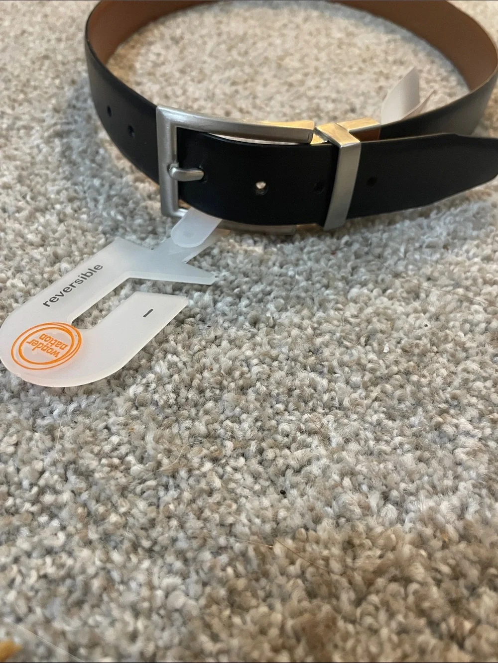 wonder nation Black Reversible Kids Belt with Silver Buckle